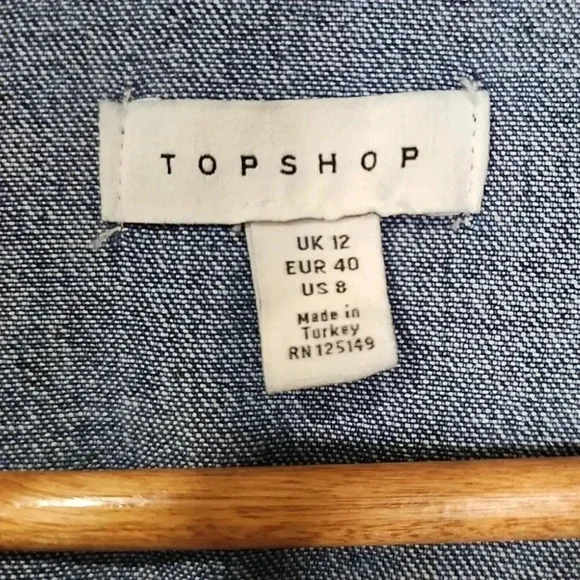 Topshop Zip-Up Belted Utility Denim Boiler Suit Blue Size 8 - Picture 12 of 13